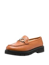 Salvatore Ferragamo Women's Rolo Shearling-Lined Loafers Brown