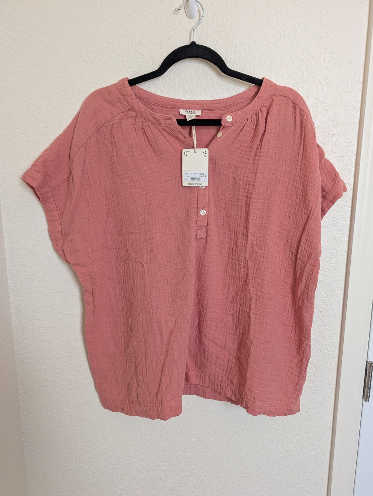 NWT Ana A New Approach Cotton Gauze Peasant Top Women's XLT Boho Romantic Flowy