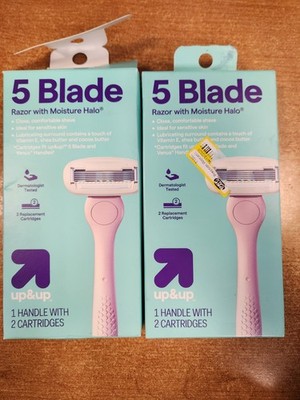 2 Boxes: up & up 5 Blade Razor System 1 Handle/2 Refill Cartridges per Box  E16D