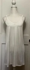 Vanity Fair Slip Dress Nightie Luxe Minimalist Sz36 Bust White Satin Blnd Straps