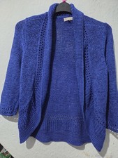 Soon Size 12 Blue Cardigan Open Front Knit Cardigan Long Sleeve Women's