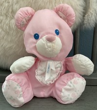 VTG 1994 Fisher Price Puffalump 9 Baby Pink Nylon Teddy Bear Rattle Lovey