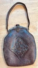 Vintage Antique Tooled Floral Leather Purse Bag by Turnloc - Art Deco Nouveau