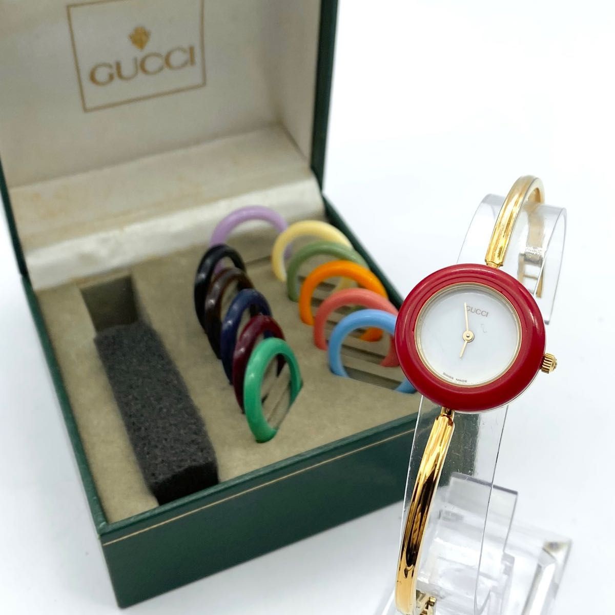 GUCCI Change Bezel Watch S Size Gold White Dial 2.5cm Case 15-15.5cm thumbnail 2