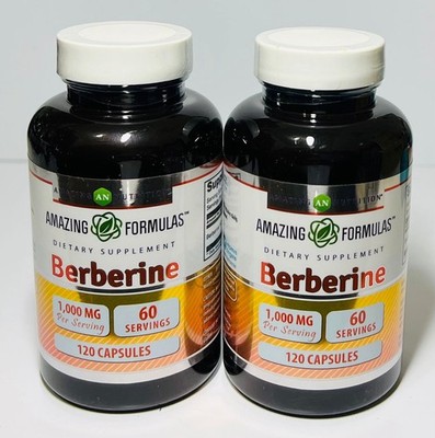 Amazing Formulas Berberine 1000mg 120 Capsules   2 Pack  