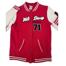 Walt Disney Parks World 71 Varsity Jacket L Stain Mens Red White Baseball Stain