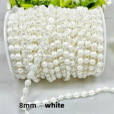 25M 6/8mm Half-circle Faux Pearl Chain Beaded Decor DIY Accessory Edging Quality