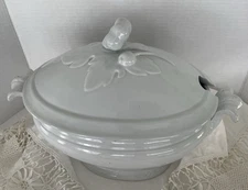 Antique White Ironstone Soup Tureen Oval Soupière 10” Clementson Bros.England