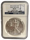 2012-American Silver Eagle $1 Coin .999 fine NGC ER MS69