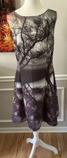 Citi Scape Made In USA Size XL Tree Forest Graphic Skater Dress Fit Flare