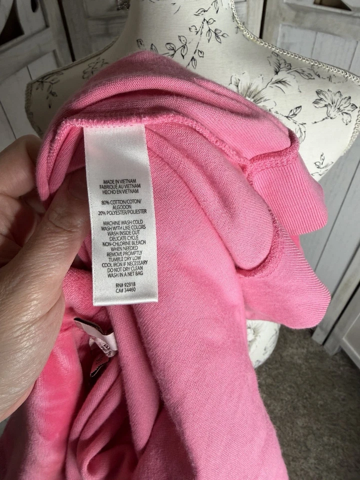 Y2K Juicy Couture Pink Velour Zip-Up Hoodie Sz 10 Girls Sparkle Graphic - Image 4 of 4