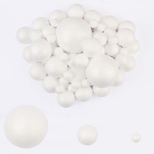 100pcs 7 Sizes Foam Balls,White Assorted Balls for Arts  Crafts School Proje...