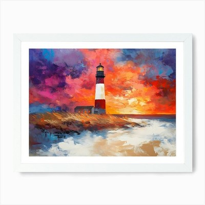 Leuchtturm Küste 12 Kunstdruck gerahmt Wandbild Poster Leinwanddruck Bild
