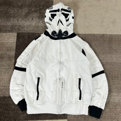Y2K Marc Ecko Star Wars Stormtrooper Full Zip Mask Hoodie Mens Medium White