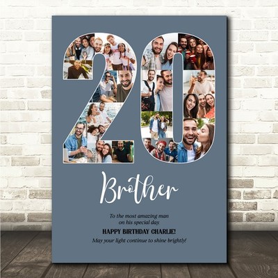 Fotocollage Druck oder Leinwand 20. Geburtstag 20-Foto Geburtstag Geschenk für Ihn