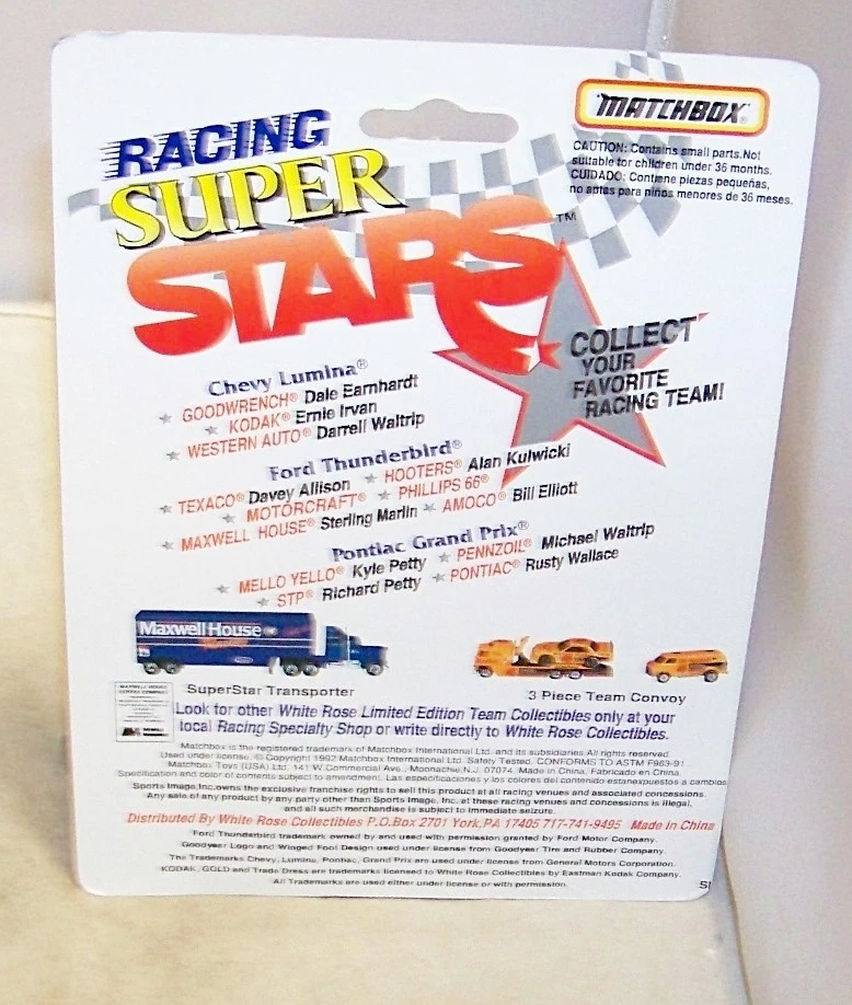 1:64 MATCHBOX RACING SUPER STARS 1992 #28 TEXACO HAVOLINE FORD DAVEY ALLISON MIP - Image 2 of 2