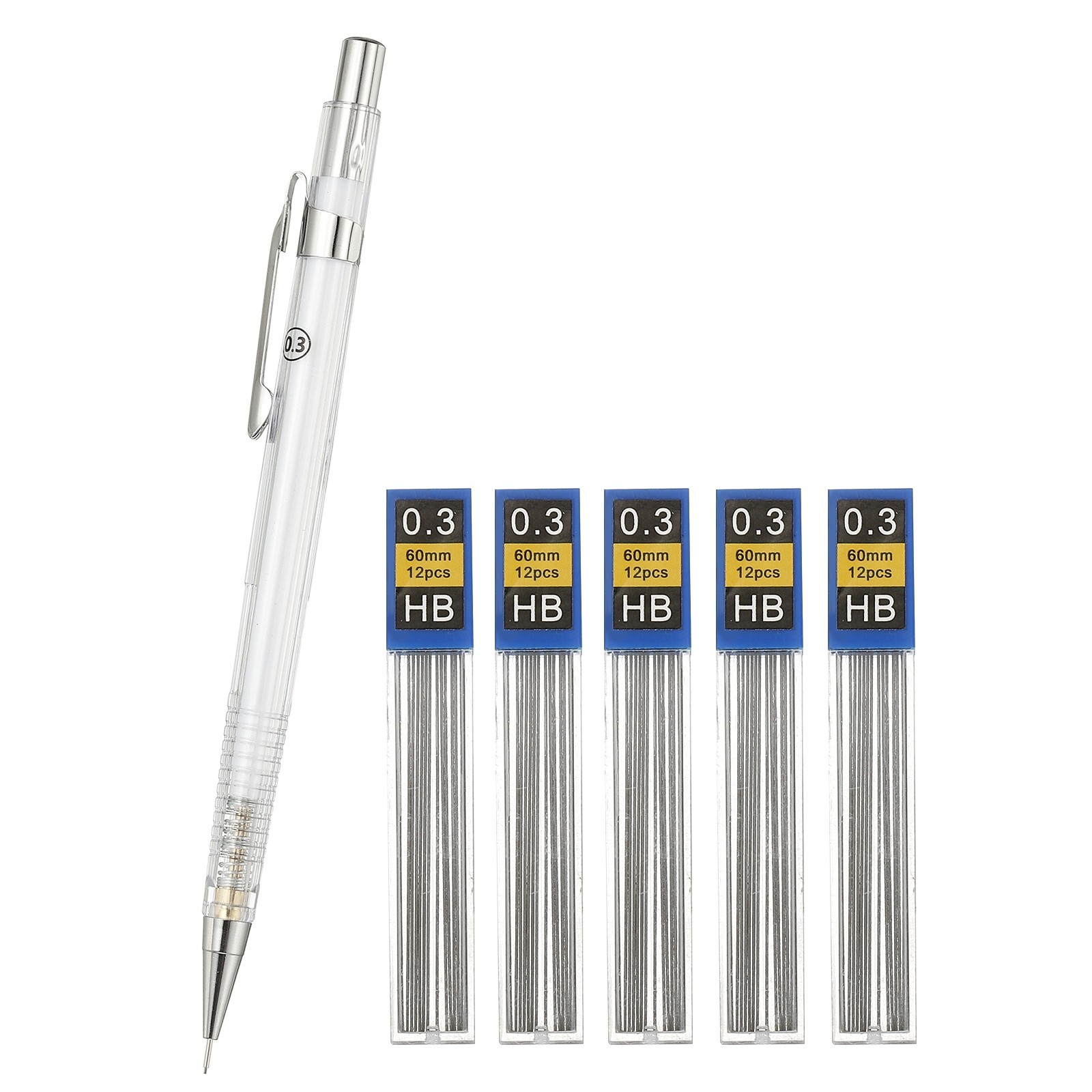 0.3mm With Eraser And 4pcs Refills, White