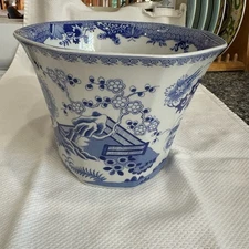 Spode Blue Grasshopper 5" Planter Hexagonal - MORE SPODE in my store