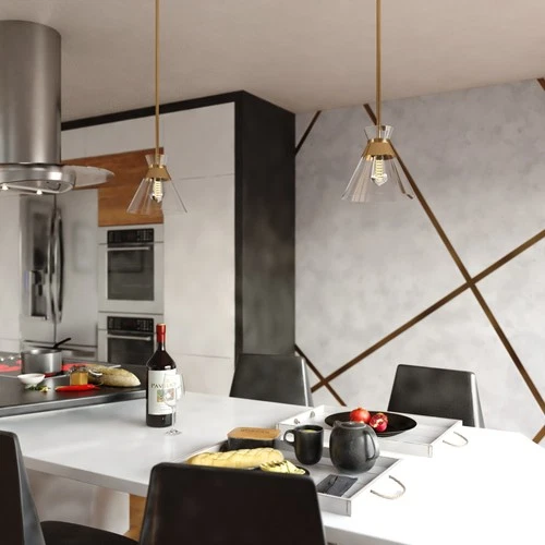 Vaxcel Lighting P0403 9"W Suspension Mini Pendant - Brass - Picture 5 of 11