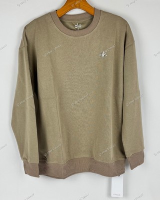 Alo Yoga Accolade Inspired Crew Neck Pullover Sweatshirt Khaki SIze: Medium