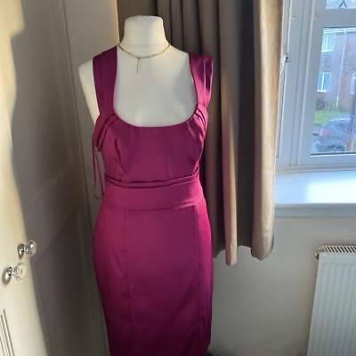 coast dress size Ladies 14 Fuchsia Pink Satin Feel Tie Over Neck BNWT