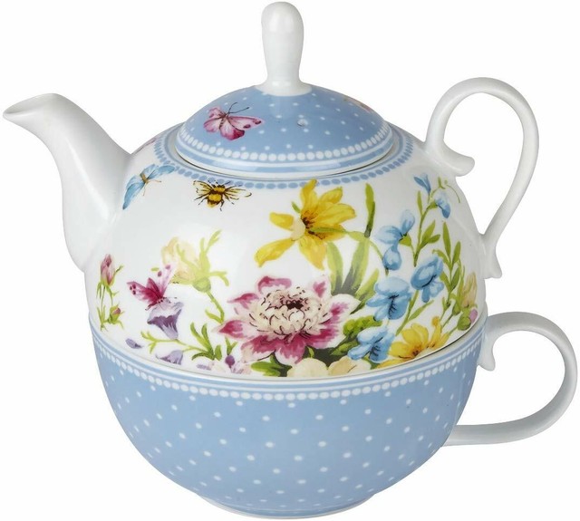 Katie Alice English Garden Shabby Chic Porcelain Tea For One Teapot For Sale