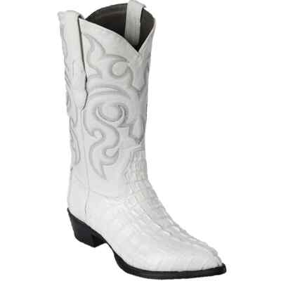 LOS ALTOS WHITE GENUINE CROCODILE CAIMAN TAIL J-TOE WESTERN BOOT EE 990128