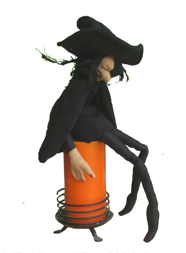 Witch cloth doll sewing pattern. Mistress Cackle complete with broom and cat - Image 4 of 4