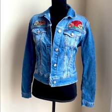 Euc Lularoe Harvey Denim Jean Jacket Xs Rose Embroidered Xsmall