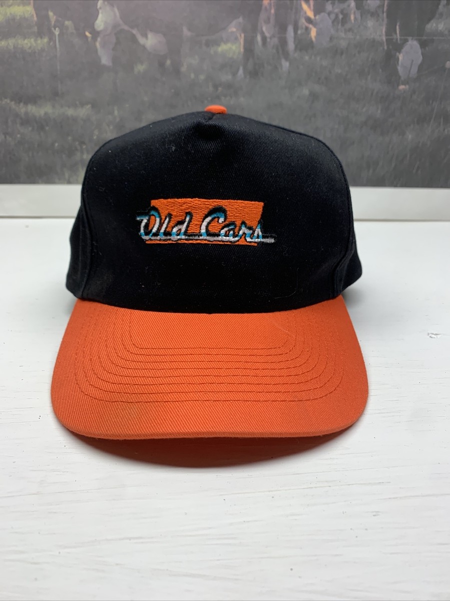 Old Cars Black & Orange Adjustable Baseball Cap Hat Retro Trucker