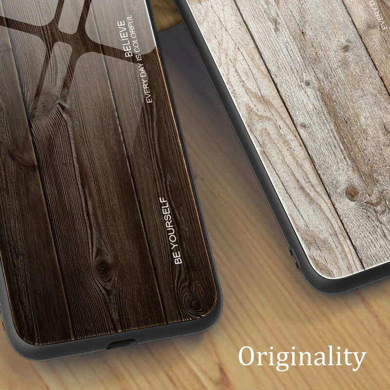 Wood Pattern Glass Phone Case for Samsung S24 Ultra S23 FE S22 A54 A53 A14