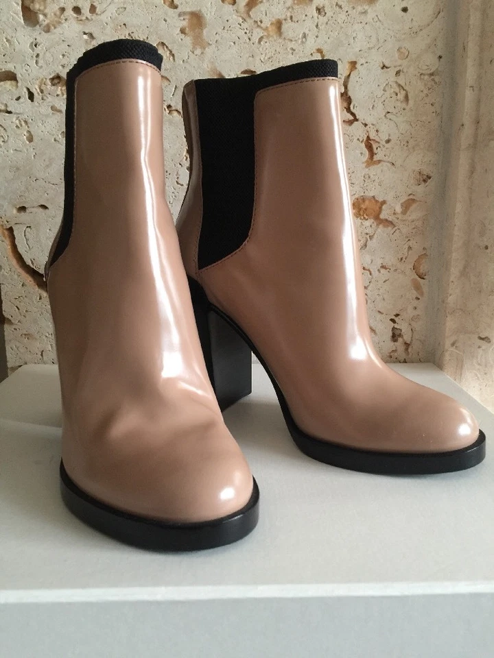 3.1 Phillip Lim Emerson Short Chelsea Leather Ankle Boots Booties Nude Shoes37/7 - Image 3 of 4