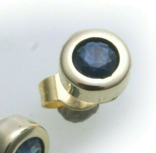 Boucles D'oreilles Saphir Véritable Or Jaune 18 Carats - Prise à Goujon - Neuf Avec étiquettes