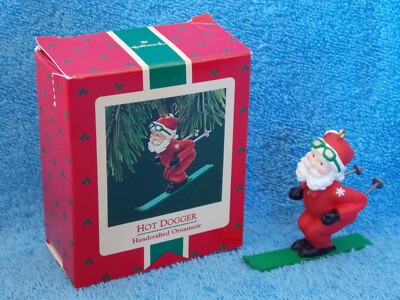1987 Hallmark Hot Dogger Santa Skiing Ornament 