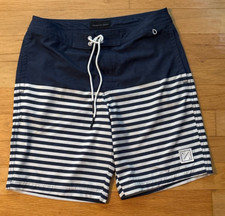 American Eagle Navy Striped Board Shorts - Men's Size M 34
