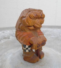 VINTAGE CARVED WOOD FIGURE NORWEGIAN TROLL, MADE IN NORWAY