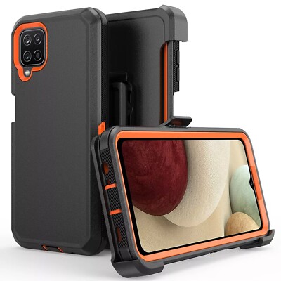 For Samsung Galaxy A12 Case Phone Cover Shockproof Belt Tempered Glass Screen
