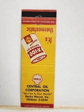 Vintage Matchbook Cover CENTRAL SHELL SERVICE STATION GASOLINE OIL GAS Virginia