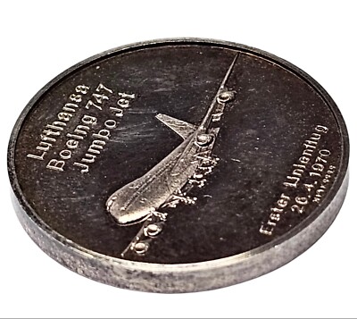 ヴィンテージBoeing 747 Jumbo Jet メダル コレクション 1970 Lufthansa Boeing 747 Jumbo Jet .999 Silver Proof Medal # 1123