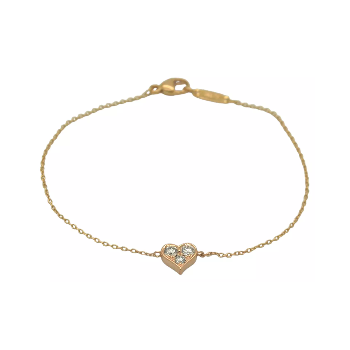 TIFFANY 18k Rose Gold Piece Diamond Heart Pendant Bracelet