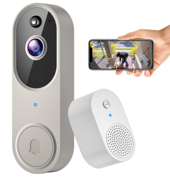 1080p Wi-Fi Video Doorbell with HD Camera, Night Vision, and Wireless Motion Detection-image