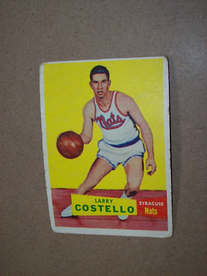 1957 Topps Basketball hall of famer Larry Costello Rookie Card #33 WORN