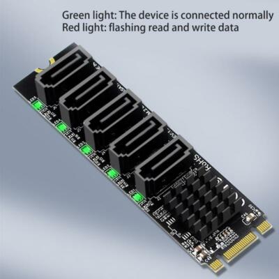 M.2 B-Key Sata to 5 Ports SATA 3 6G SSD Adapter JM575 Support SSD