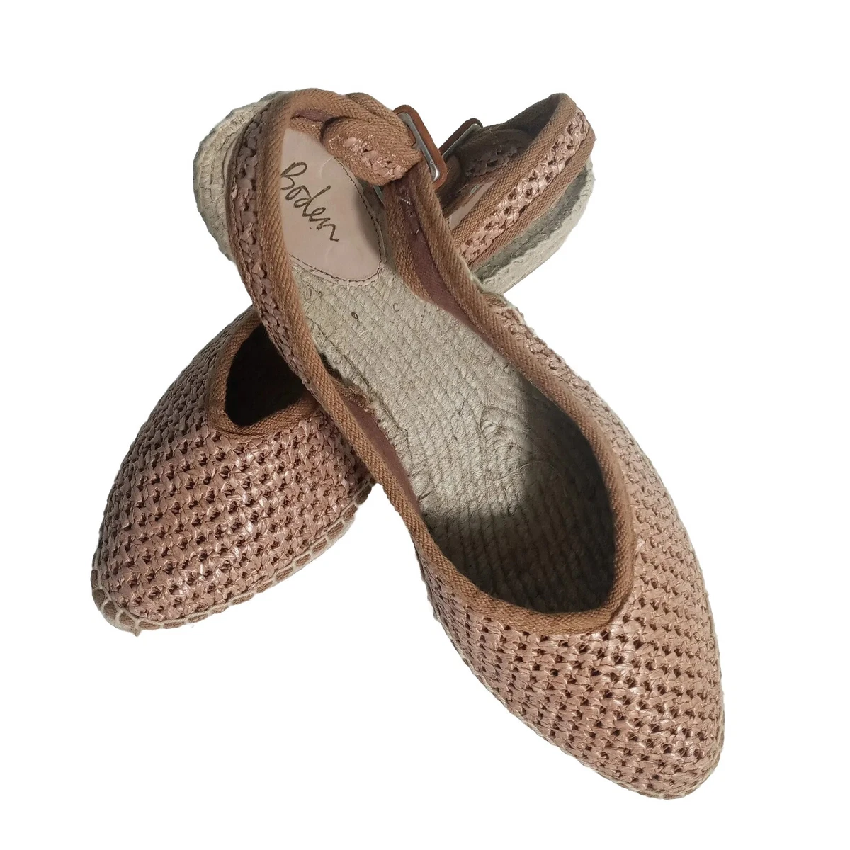 Boden Women s Size 9.5 Slingback Espadrille Sandals Woven Tan Brown Boho