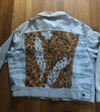 Rock N Roll Animal Print Vintage Street Wear Distressed Denim 1980s Retro Boho