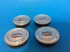 CADILLAC GENUINE FACTORY ORIGINAL OEM CHROME CENTER CAPS SET OF 4 9597375 OEM