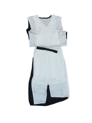 HELMUT LANG Femmes Robe Sans Manches Contrast Dd Blanc Noir Taille US 4 E01HW610 - Photo 1/5