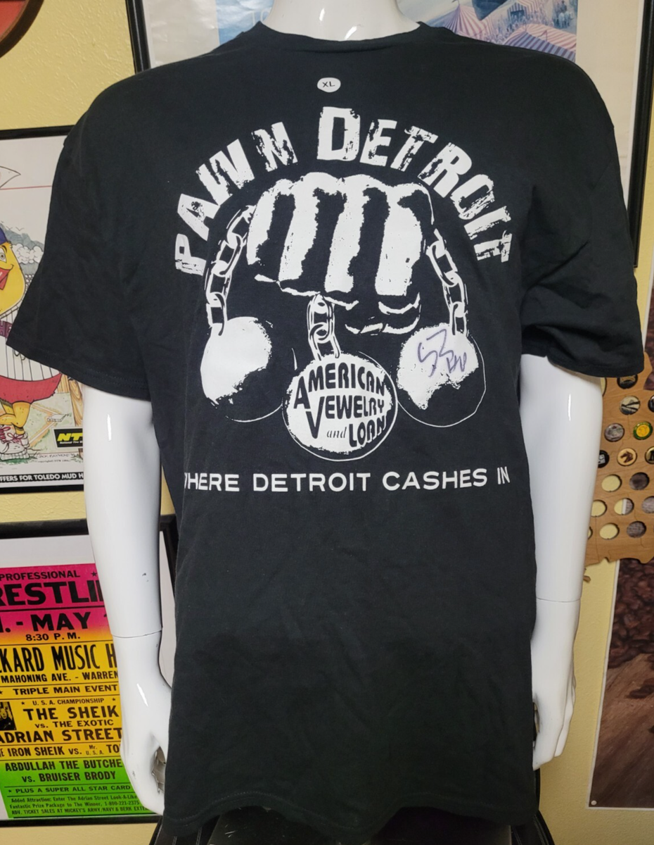 American Jewelry Loan Hardcore Pawn Detroit Signed T Shirt XL