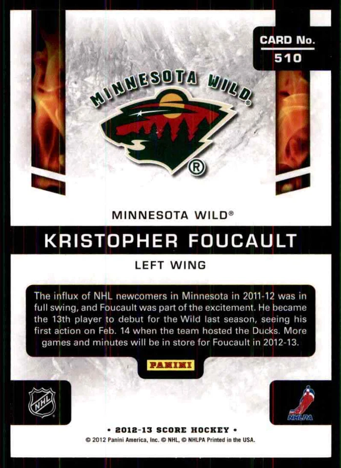 2012-13 Score Hot Rookies Kristopher Foucault RC #510 - Image 2 of 2