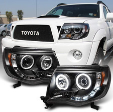 - for 2005-2011 Toyota Tacoma LED DRL Halo Ring Black Housing Projector Headligh